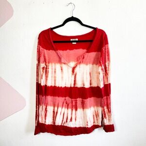 Lucky Brand Peasant Top Bohemian Boho Western Hippie Orange Large